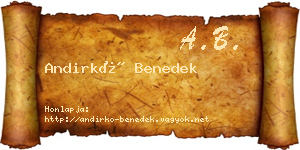 Andirkó Benedek névjegykártya