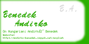benedek andirko business card